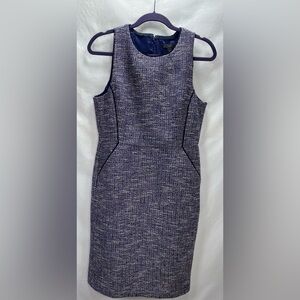 J. Crew Sleeveless Tailored Metallic Blue & Pink Tweed Sleeveless Dress, Size 10